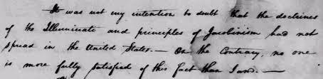 Deo originalnog pisma Georgea Washingtona u vezi Iluminata